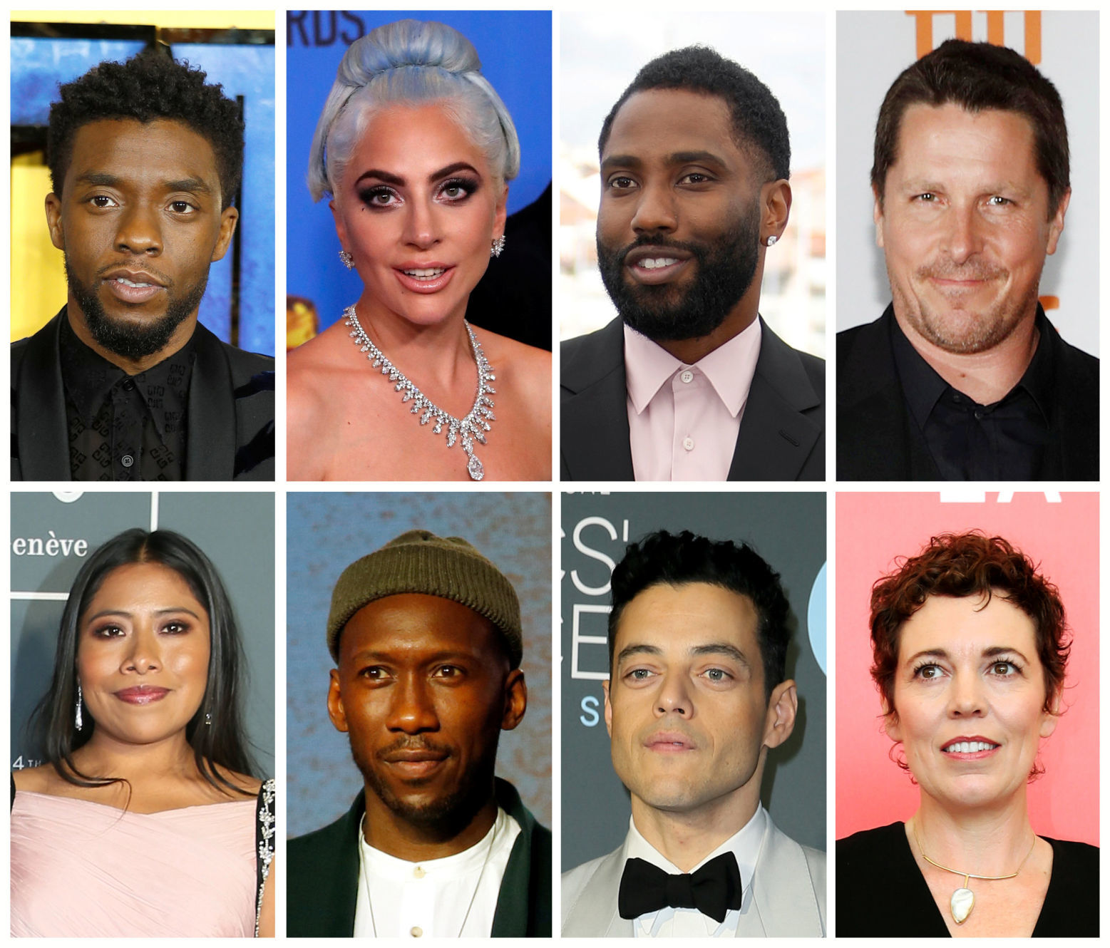 Best picture Oscar nominees for the 91st Academy Awards (Top L-R) Boseman "Black Panther", Gaga "A Star is Born", Washington "BlacKkKlansman", Bale "Vice", (Bottom L-R), Aparicio "Roma", Ali "Green Book", Malek "Bohemain Rhapsody", Colman "The Favourite\